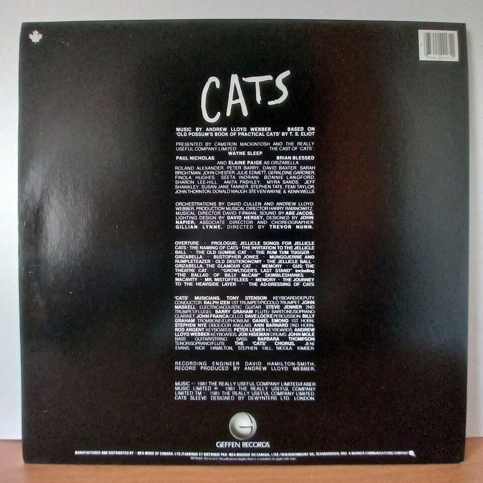 CATS: ORIGINAL LONDON CAST RECORDING / ANDREW LLOYD WEBBER (1982) - 2LP 2.EL PLAK