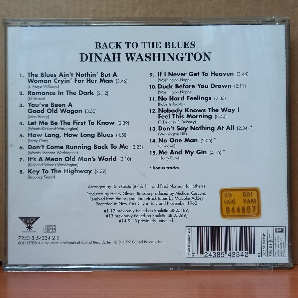 DINAH WASHINGTON – BACK TO THE BLUES (1997) - CD 2.EL