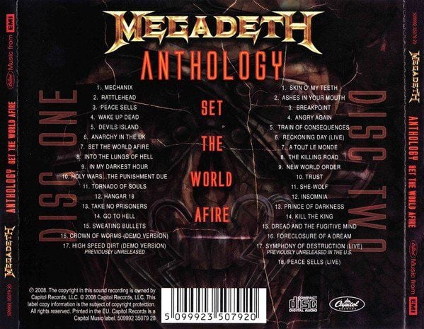 MEGADETH - ANTHOLOGY / SET THE WORLD ON FIRE (2008) - 2CD JEWEL CASE AMBALAJINDA SIFIR