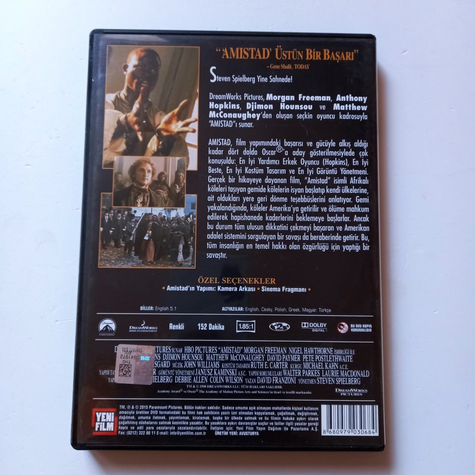 AMISTAD - MORGAN FREEMAN, ANTHONY HOPKINS, DJIMON HOUNSOU, MATTHEW MCCONAUGHEY, YÖN.: STEVEN SPIELBERG- DVD 2.EL
