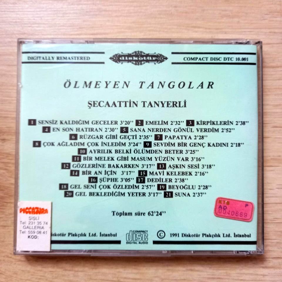 ŞECAATTİN TANYERLİ - ÖLMEYEN TANGOLAR (1991) - CD 2.EL