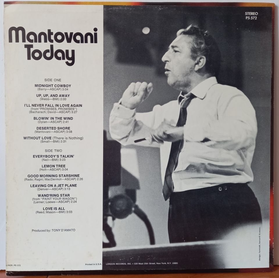 MANTOVANI – MANTOVANI TODAY (1970) - LP 2.EL PLAK