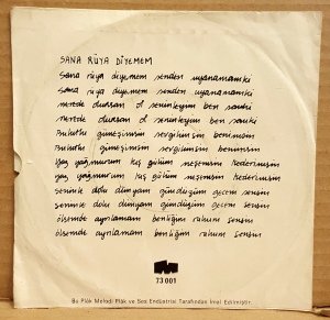 SELÇUK URAL - SANA RÜYA DİYEMEM / BAMBAŞKA BR DÜNYA - 7'' 45 DEVİR KAPAKLI MELODİ PLAKLARI 2.EL