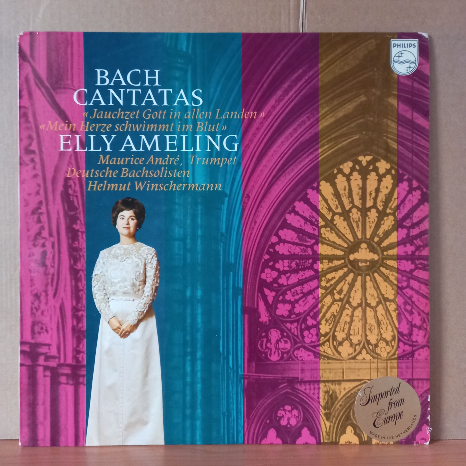 BACH: CANTATAS / JAUCHZET GOTT IN ALLEN LANDEN, MEINE HERZE SCHWIMMT IM BLU / ELLY AMELING, MAURICE ANDRE, DEUTSCHE BACHSOLISTEN, HELMUT WINSCHERMANN - LP 2.EL PLAK