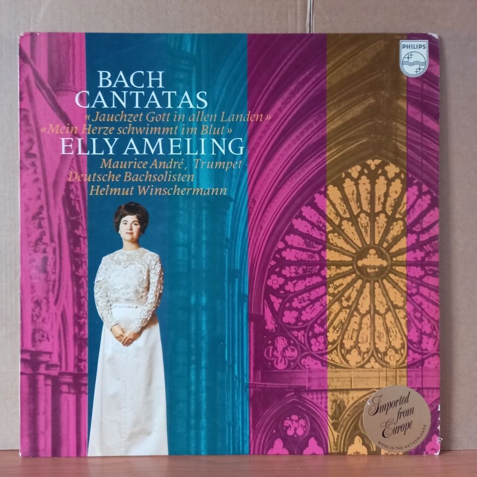 BACH: CANTATAS / JAUCHZET GOTT IN ALLEN LANDEN, MEINE HERZE SCHWIMMT IM BLU / ELLY AMELING, MAURICE ANDRE, DEUTSCHE BACHSOLISTEN, HELMUT WINSCHERMANN - LP 2.EL PLAK