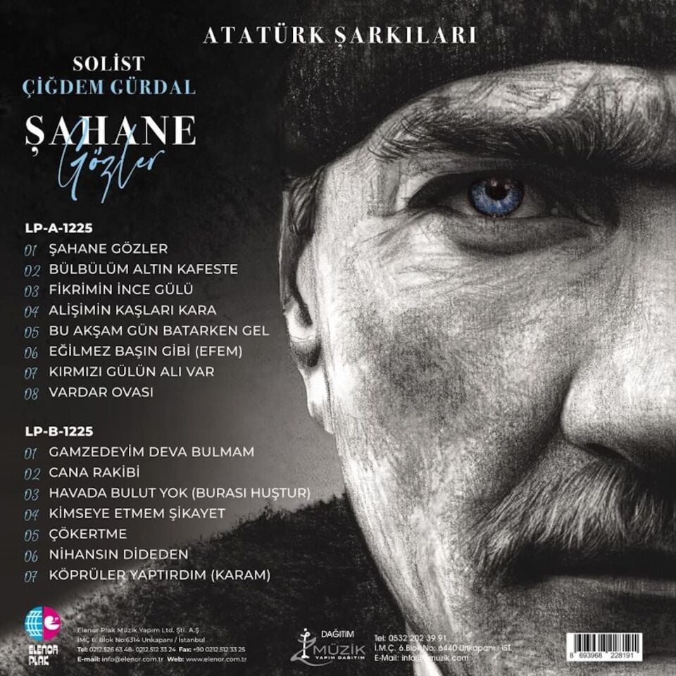 ATATÜRK ŞARKILARI - ŞAHANE GÖZLER / SOLİST ÇİĞDEM GÜRDAL - LP FİKRİMİN İNCE GÜLÜ VARDAR OVASI KIRMIZI GÜLÜN ALI VAR 2026 BASIM RENKLİ SIFIR PLAK