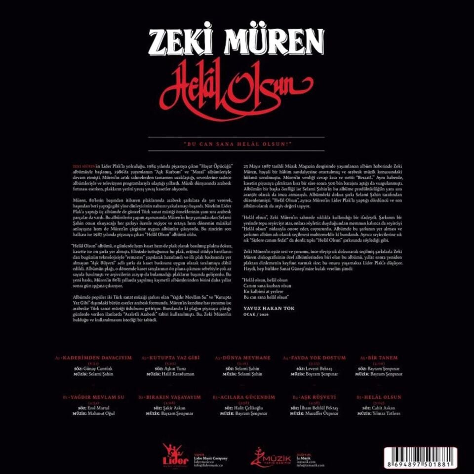 ZEKİ MÜREN - HELAL OLSUN (19+87) - LP 2026 BASIM RENKLİ SIFIR PLAK