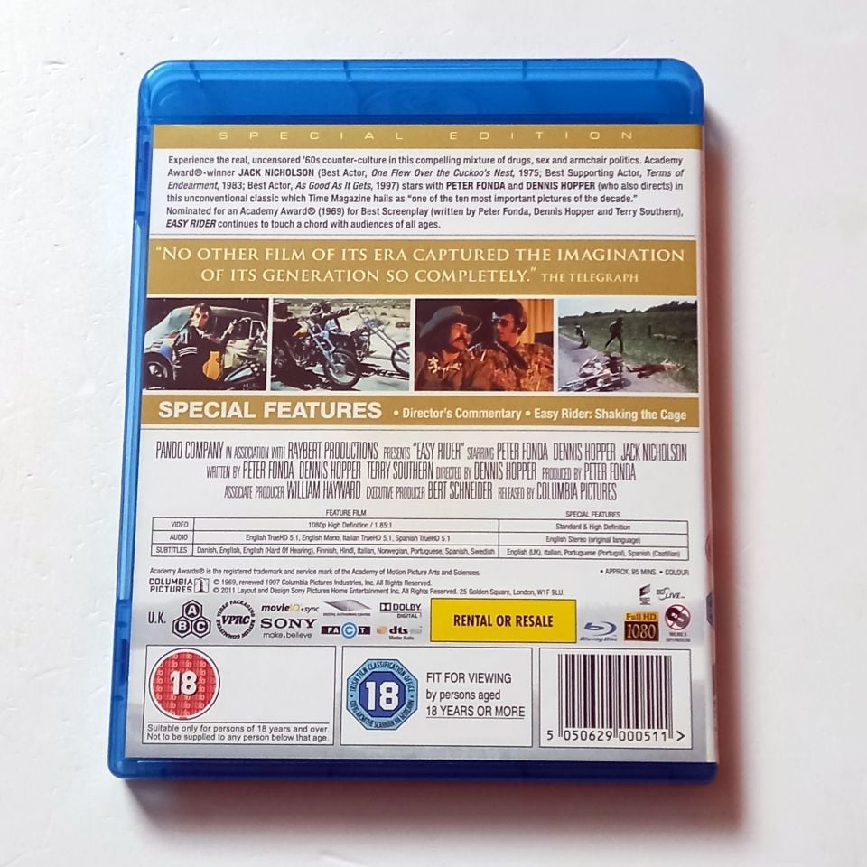 EASY RIDER - PETER FONDA, DENNIS HOPPER, JACK NICHOLSON - YÖN.: DENNIS HOPPER - BLU-RAY REGION FREE 2.EL TÜRKÇE ALTYAZI YOKTUR
