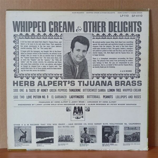 HERB ALPERT'S TIJUANA BRASS – WHIPPED CREAM & OTHER DELIGHTS (1965) - LP 2.EL PLAK