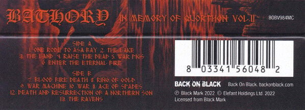 BATHORY – IN MEMORY OF QUORTHON VOL. II (2022) - KASET REISSUE SIFIR