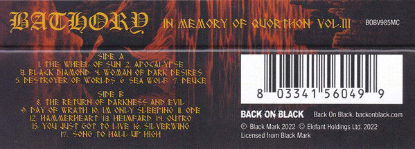 BATHORY – IN MEMORY OF QUORTHON VOL. III (2022) - KASET REISSUE SIFIR