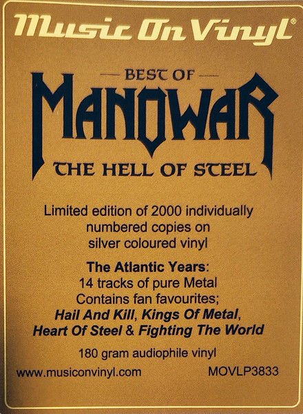 MANOWAR – BEST OF MANOWAR - THE HELL OF STEEL (2025) - 2LP LIMITED EDITION NUMBERED SILVER VINYL SIFIR PLAK