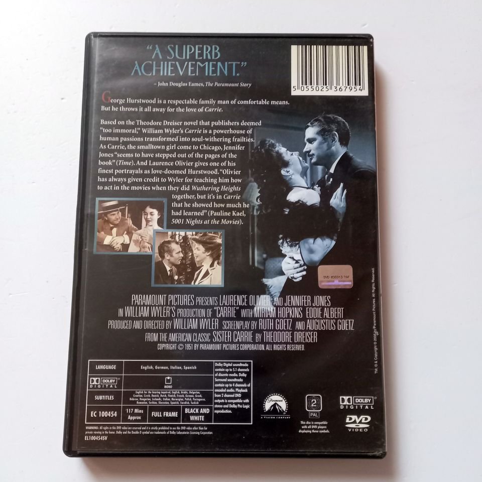 CARRIE (1952) - LAURENCE OLIVIER, JENNIFER JONES, YÖN.: WILLIAM WYLER - DVD 2.EL
