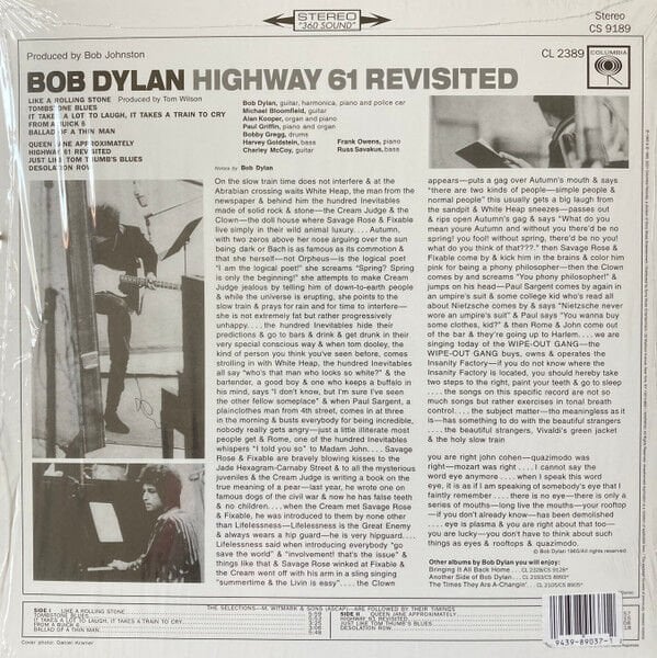 BOB DYLAN - HIGHWAY 61 REVISITED (1965) - LP 2022 EDITION SIFIR PLAK