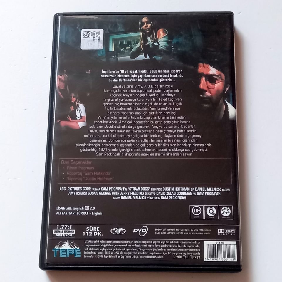 KÖPEKLER - STRAW DOGS - DUSTIN HOFFMAN, SUSAN GEORGE, YÖN.: SAM PECKINPAH - DVD 2.EL