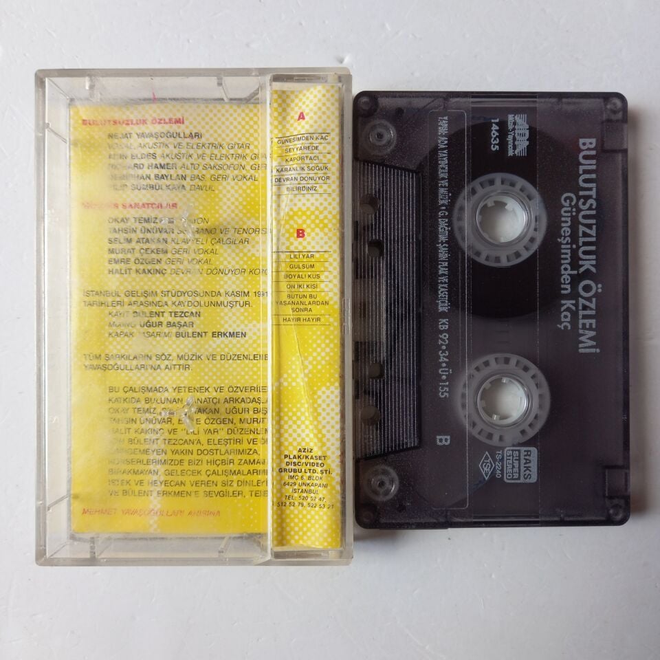 BULUTSUZLUK ÖZLEMİ - GÜNEŞİMDEN KAÇ (1992) - KASET 2.EL