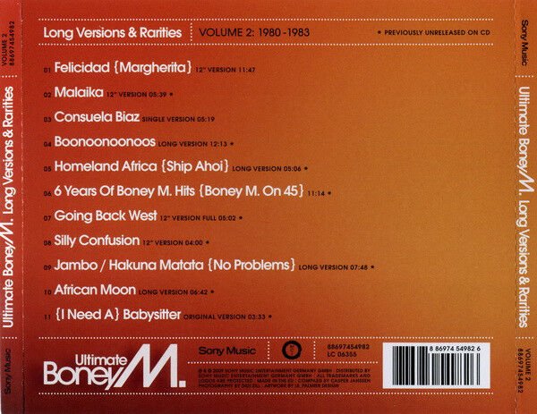 ULTIMATE BONEY M. / LONG VERSIONS & RARITIES / VOLUME 2: 1980-1983 (2009) - CD AMBALAJINDA SIFIR