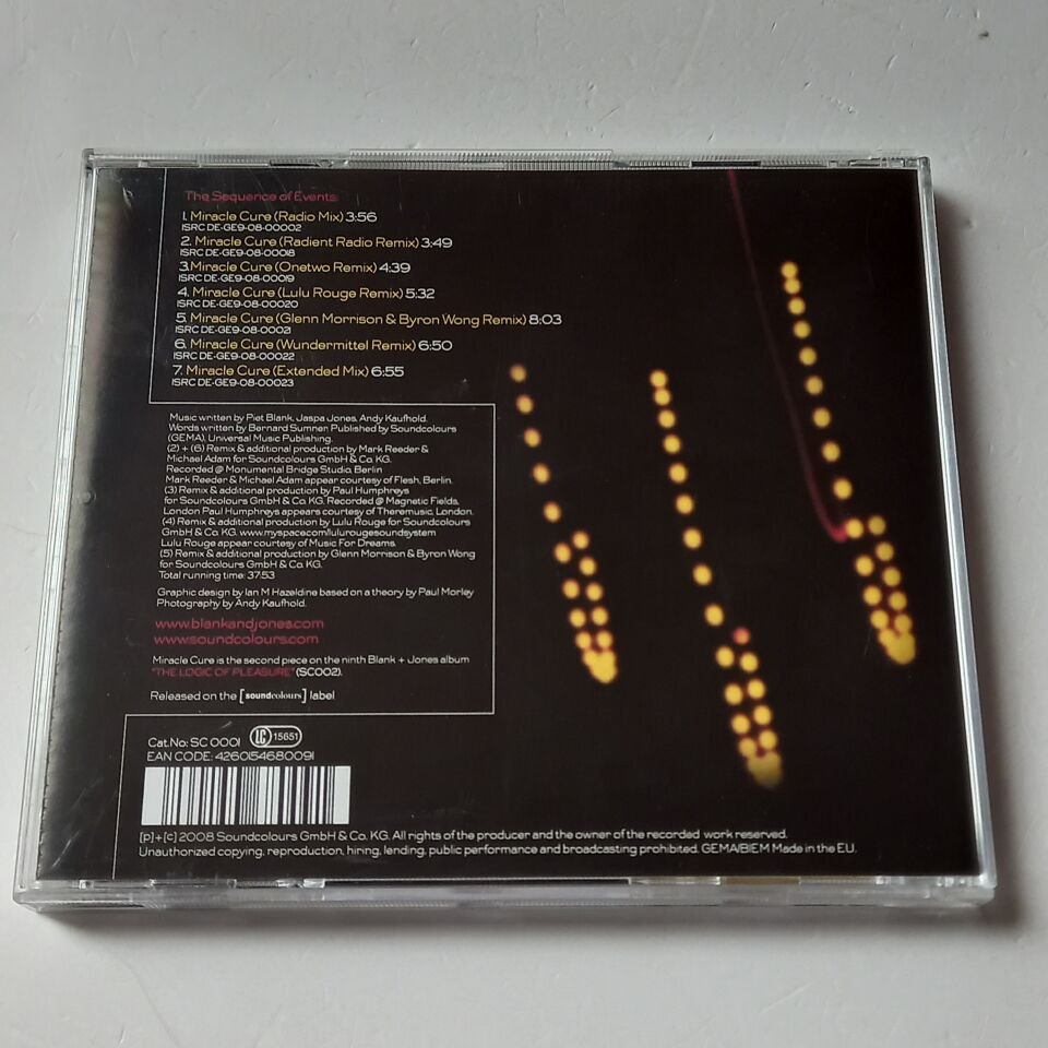 BLANK+JONES - MIRACLE CURE SUNG BY BERNARD SUMNER (2008) - CD SINGLE 2.EL