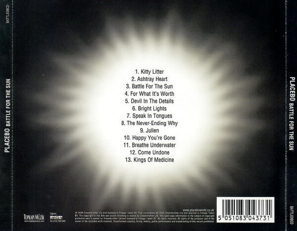 PLACEBO – BATTLE FOR THE SUN (2009) - CD MADE IN TURKEY / JEWEL CASE AMBALAJINDA SIFIR