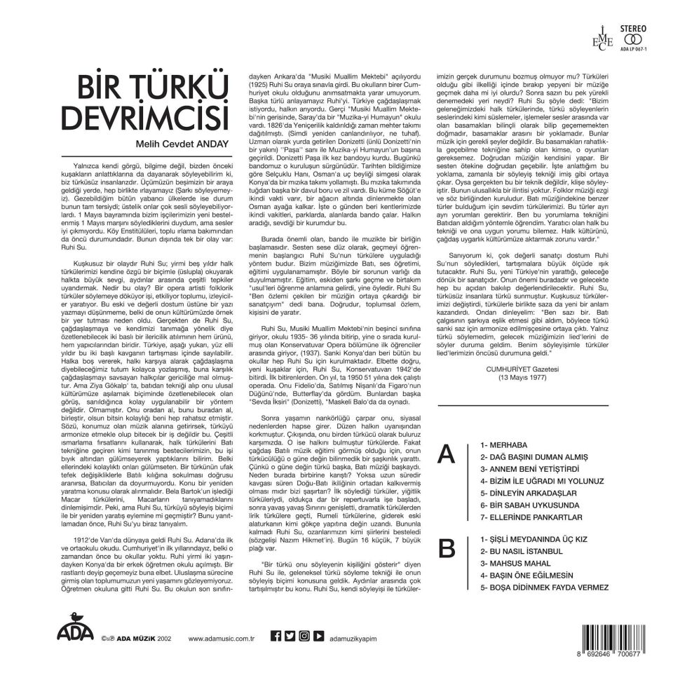 RUHİ SU - SABAHIN SAHİBİ VAR (1977) - LP 2024 BASIM SIFIR PLAK