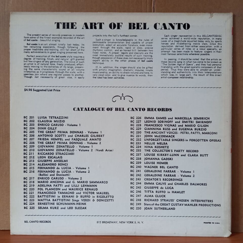 FERNANDO DE LUCIA / ROSSINI, BIZET, THOMAS, GOUNOD, BOITO, MOZART - LP 2.EL PLAK
