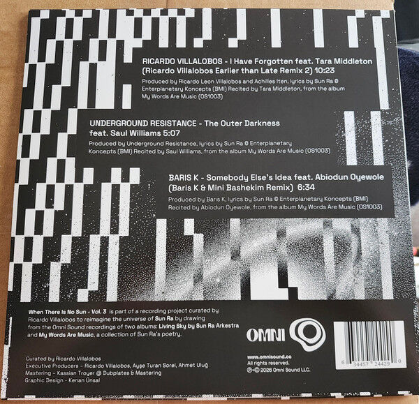 WHEN THERE IS NO SUN VOL 2 - RICARDO VILLALOBOS / UNDERGROUND RESISTANCE / BARIŞ K (2026) - 12'' 33RPM MAXI SINGLE DEEP HOUSE,TECHNO,LEFTFIELD SIFIR PLAK