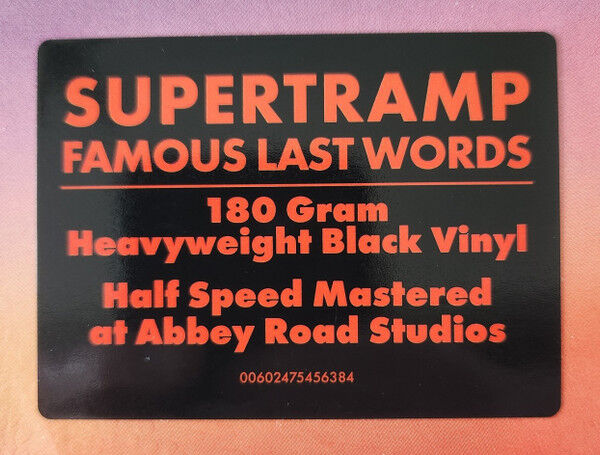 SUPERTRAMP - FAMOUS LAST WORDS (1982) - LP 2025 180GR EDITION SIFIR PLAK
