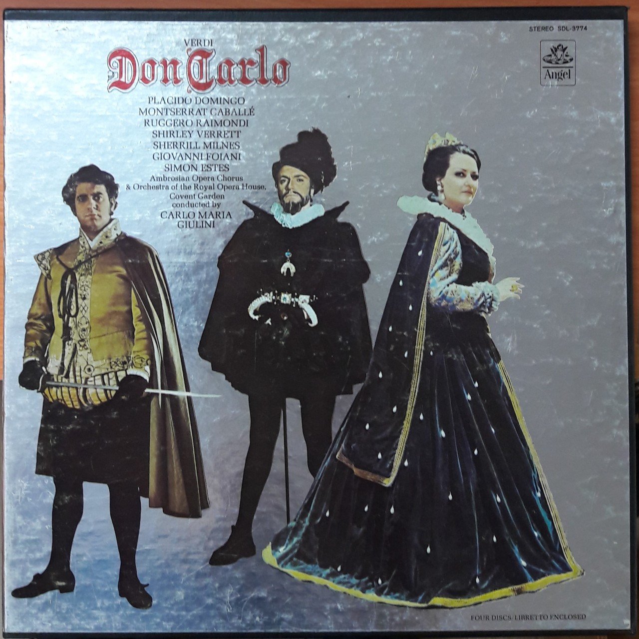 VERDI: DON CARLO, DOMINGO, CABALLE, AMBROSIAN OPERA, CARLO MARIA GIULINI - 4PLAK 2.EL BOXSET ANGEL RECORDS