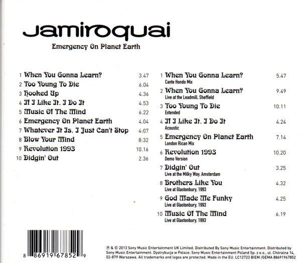 JAMIROQUAI – EMERGENCY ON PLANET EARTH (1993) - 2CD REMASTERED 2013 REISSUE DIGIPAK AMBALAJINDA SIFIR