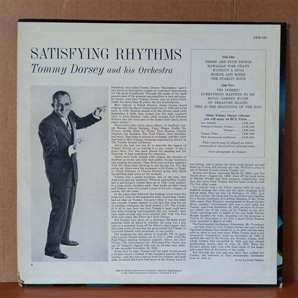 TOMMY DORSEY AND HIS ORCHESTRA – SATISFYING RHYTHMS (1965) - LP 2.EL PLAK