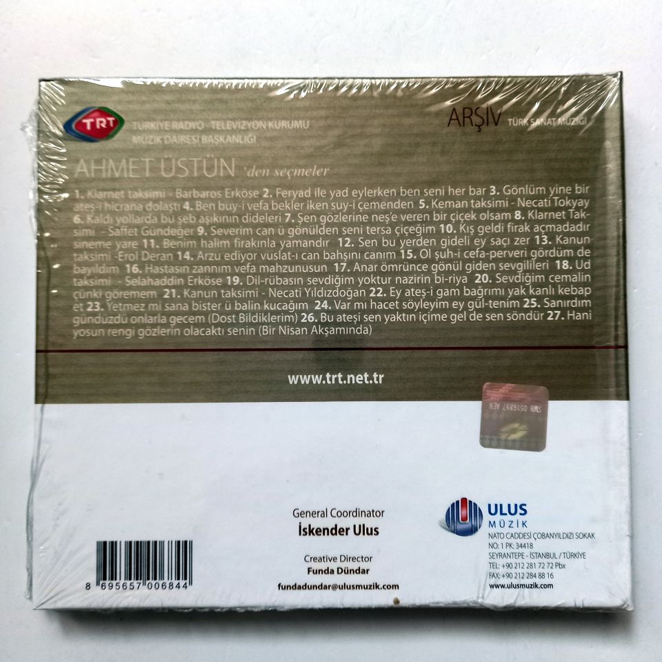 AHMET ÜSTÜN'DEN SEÇMELER / TÜRK SANAT MÜZİĞİ / TRT ARŞİV SERİSİ 127 - CD SIFIR