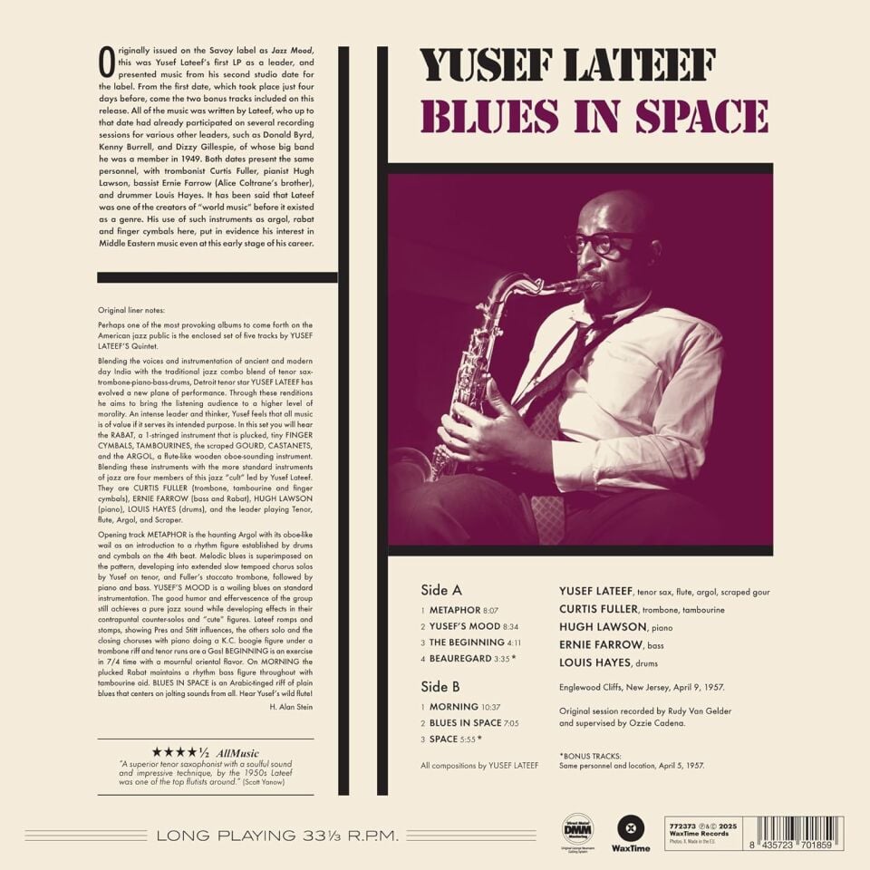 YUSEF LATEEF - BLUES IN SPACE (1957 , aka JAZZ MOOD) - LP 180GR 2025 EDITION SIFIR PLAK