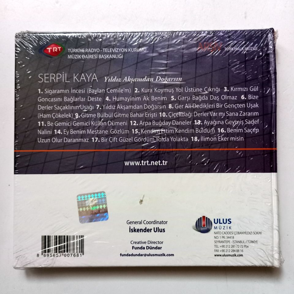 SERPİL KAYA - YILDIZ AKŞAMDAN DOĞARSIN / TÜRK HALK MÜZİĞİ / TRT ARŞİV SERİSİ 183 - CD SIFIR
