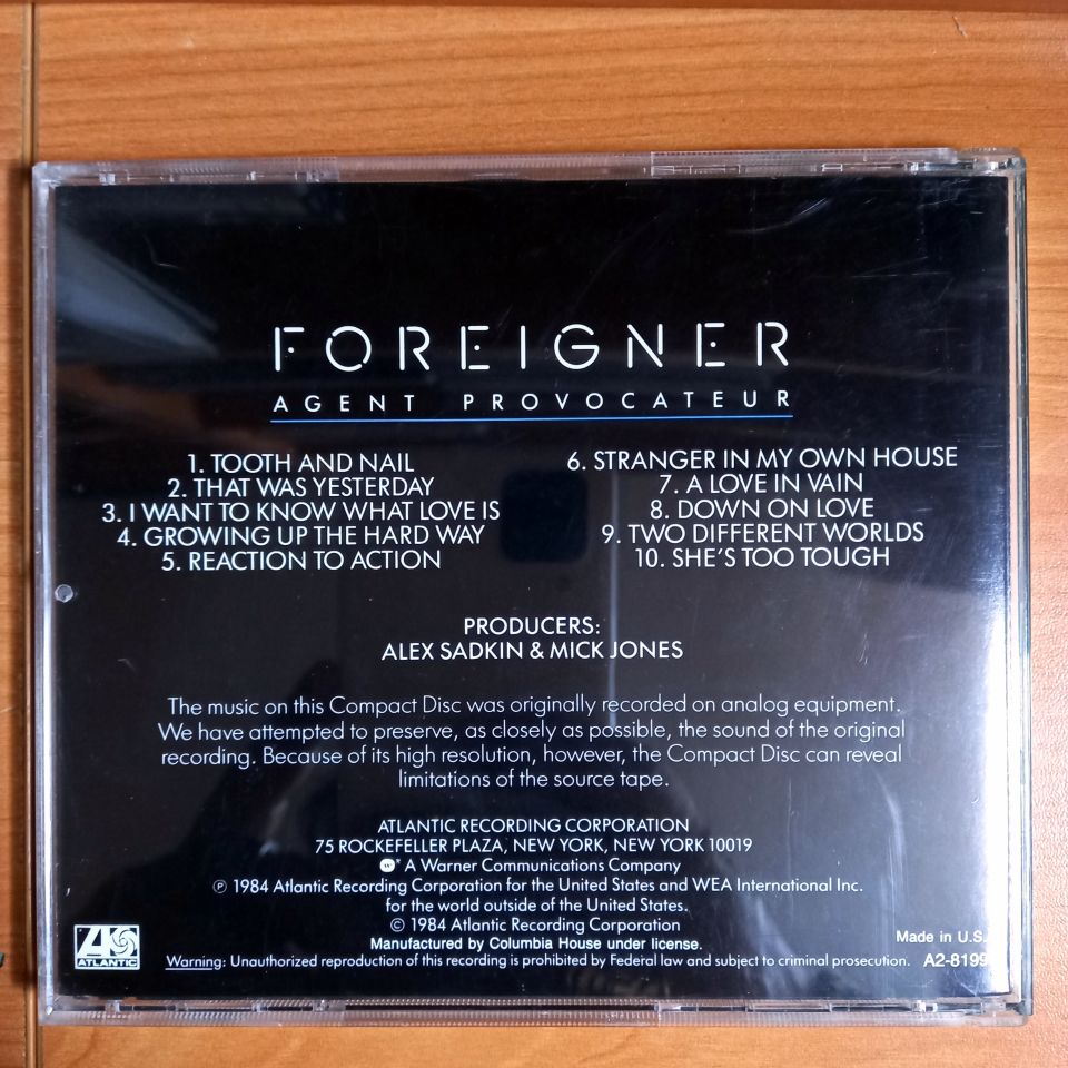 FOREIGNER – AGENT PROVOCATEUR (1984) - CD 2.EL