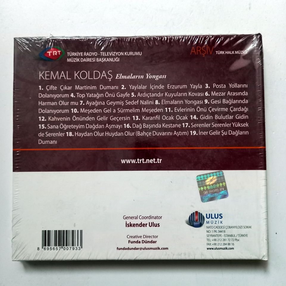 KEMAL KOLDAŞ - ELMALARIN YONGASI / TÜRK HALK MÜZİĞİ / TRT ARŞİV SERİSİ 201 - CD SIFIR
