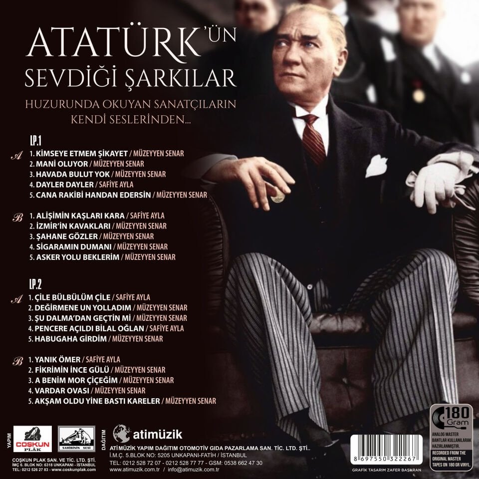 MÜZEYYEN SENAR & SAFİYE AYLA - ATATÜRK'ÜN SEVDİĞİ ŞARKILAR - 2xLP 2023 SIFIR PLAK