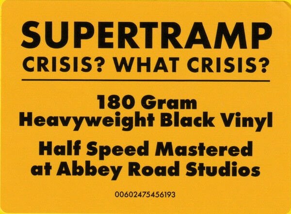 SUPERTRAMP - CRISIS? WHAT CRISIS (1975) - LP 180GR 2025 HALF SPEED MASTERED EDITION SIFIR PLAK