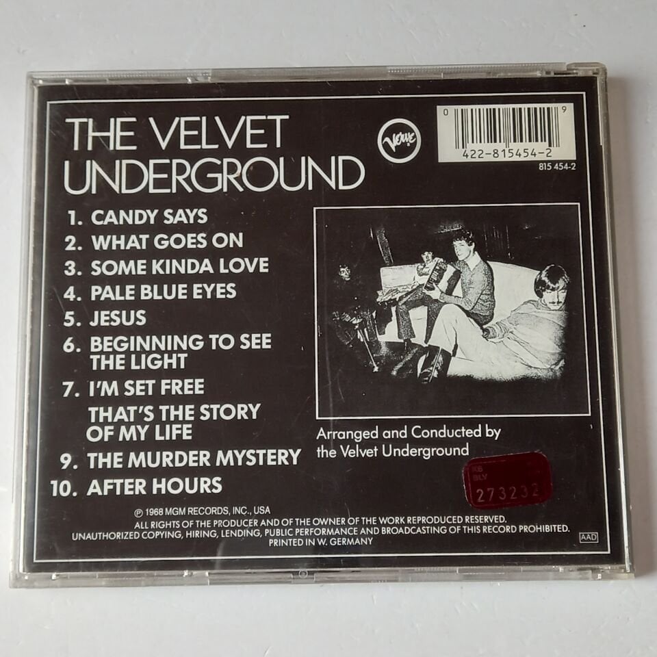 THE VELVET UNDERGROUND – THE VELVET UNDERGROUND (1969) - CD REMASTERED 1986 REISSUE 2.EL