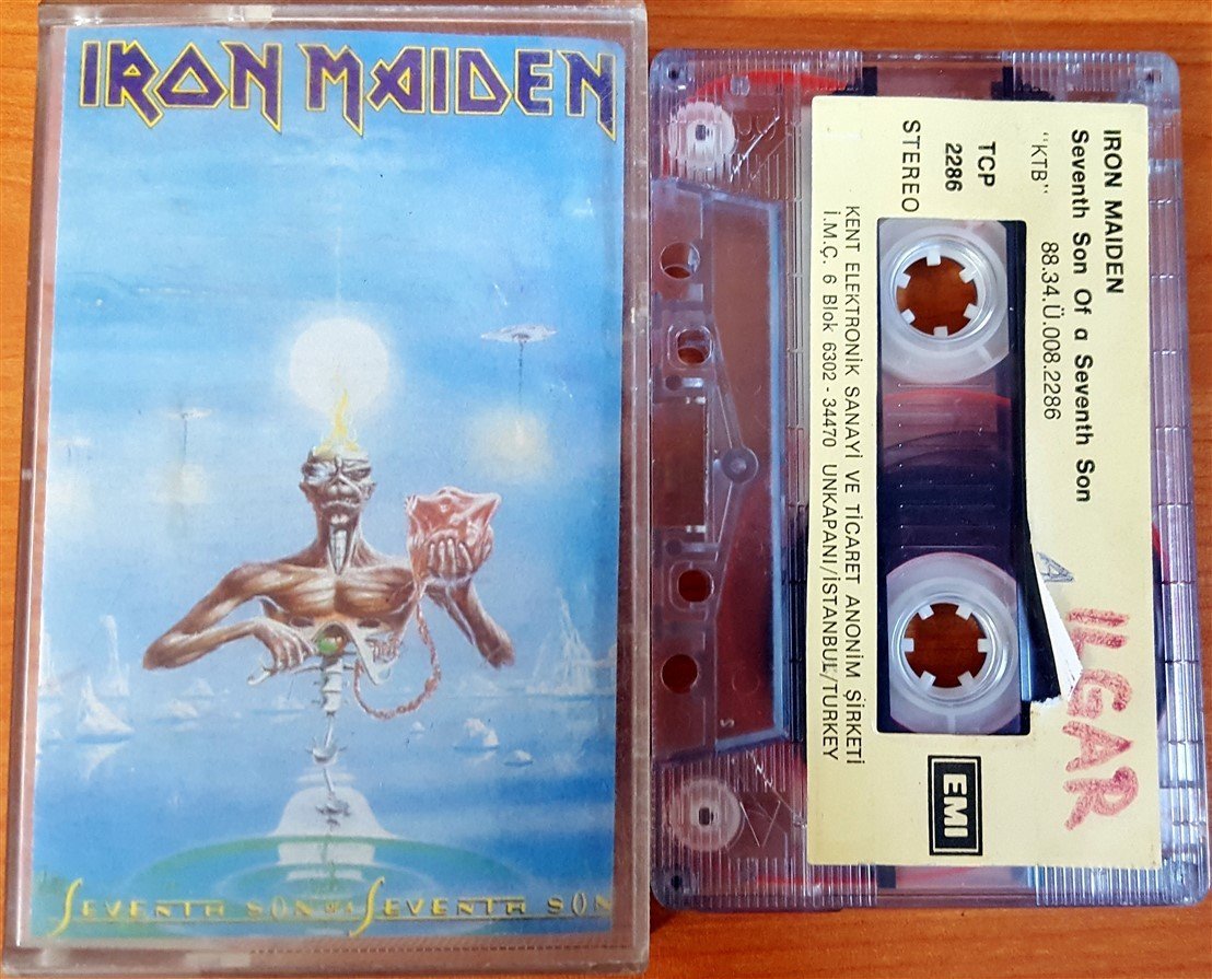 IRON MAIDEN SEVENTH SON OF A SEVENTH SON (1988) KENT CASSETTE MADE IN TURKEY ''USED'' PAPER LABEL