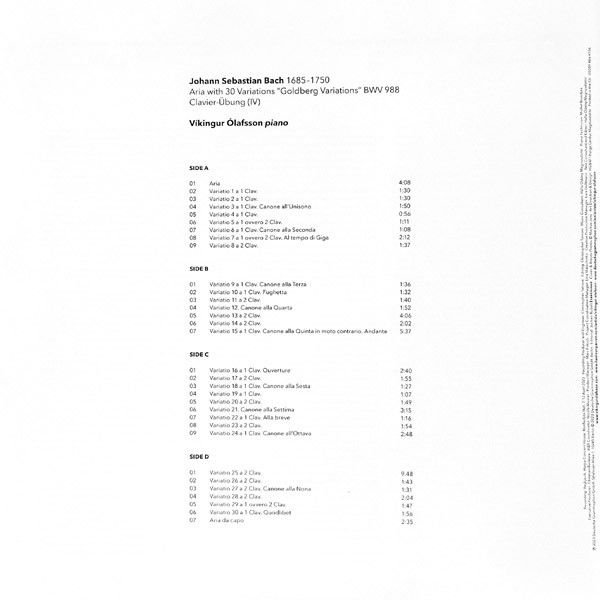VIKINGUR OLAFSSON - BACH GOLDBERG VARIATIONS (2023) - 2LP DEUTSCHE GRAMMOPHON SIFIR PLAK