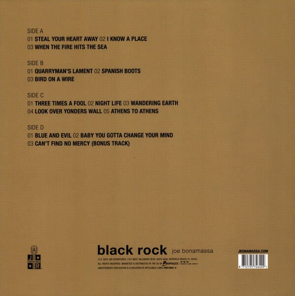JOE BONAMASSA - BLACK ROCK (2010) - 2xLP 180GR 2023 GOLD COLOURED EDITION SIFIR PLAK