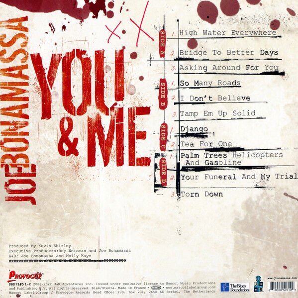 JOE BONAMASSA - YOU & ME (2006) - 2xLP 180GR 2022 ORANGE TRANSPARENT COLOURED EDITION SIFIR PLAK