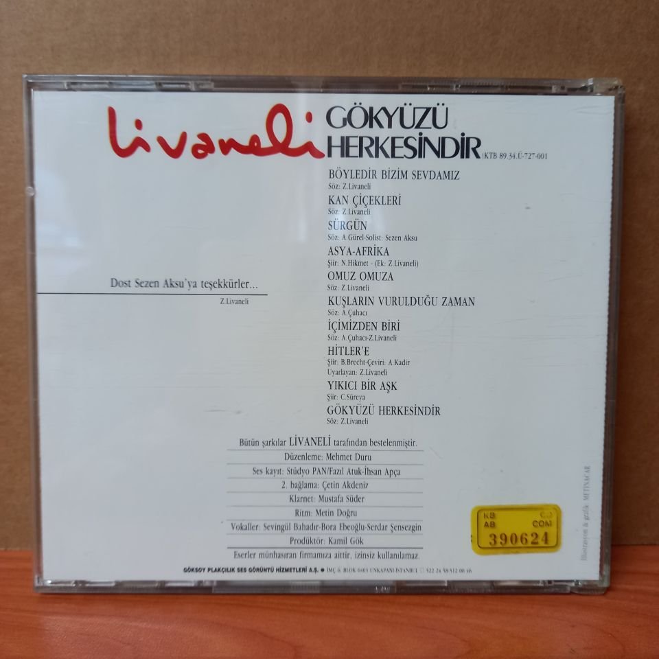 ZÜLFÜ LİVANELİ - GÖKYÜZÜ HERKESİNDİR (1989) - CD 2.EL