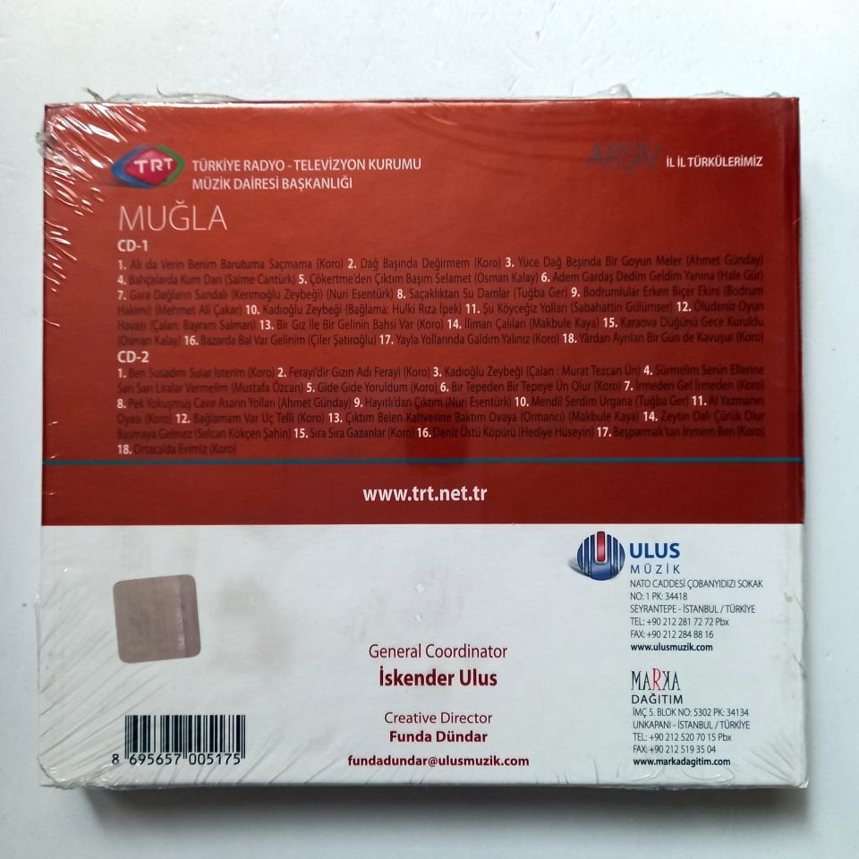 MUĞLA / İL İL TÜRKÜLERİMİZ / TRT ARŞİV SERİSİ 18 - 2CD SIFIR