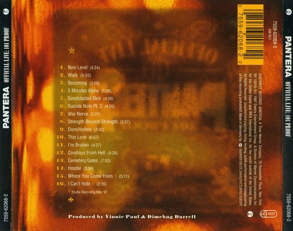 PANTERA - OFFICIAL LIVE: 101 PROOF (1997) - REISSUE CD SIFIR