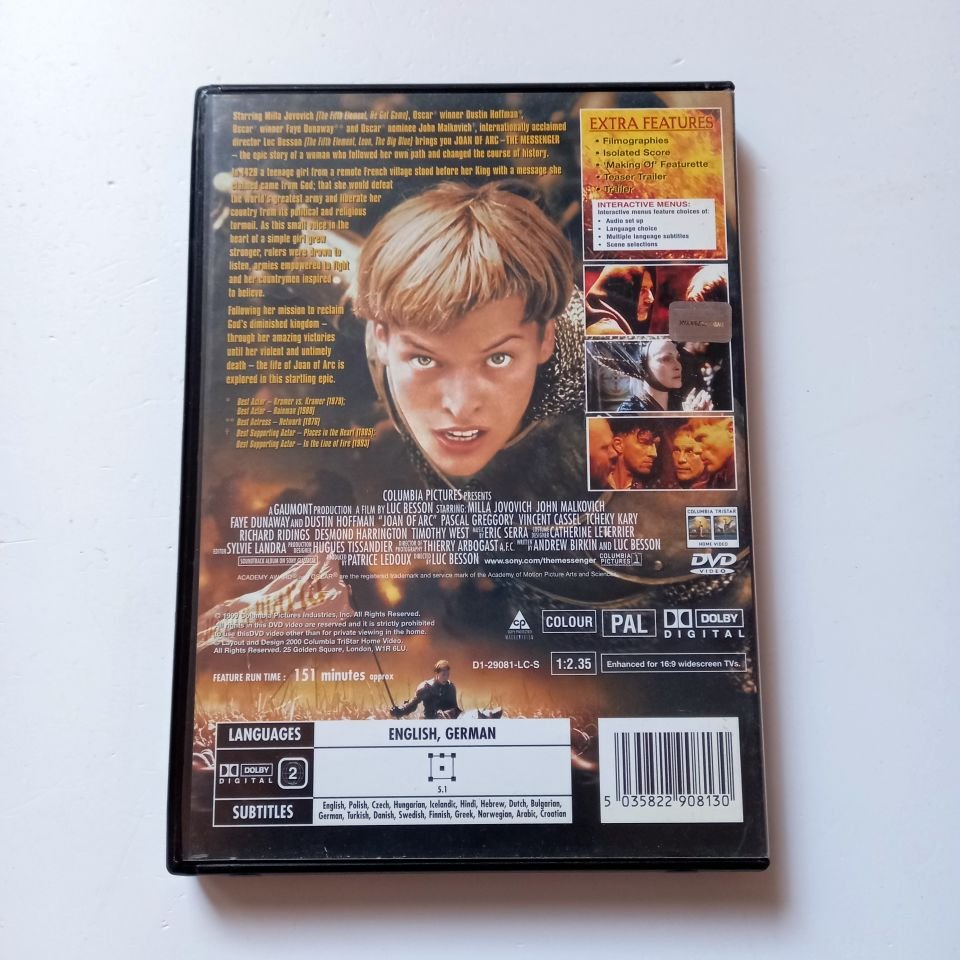 JOAN OF ARC - MILLA JOVOVICH, JOHN MALKOVICH, FAYE DUNAWAY, DUSTIN HOFFMAN, YÖN.: LUC BESSON - DVD 2.EL