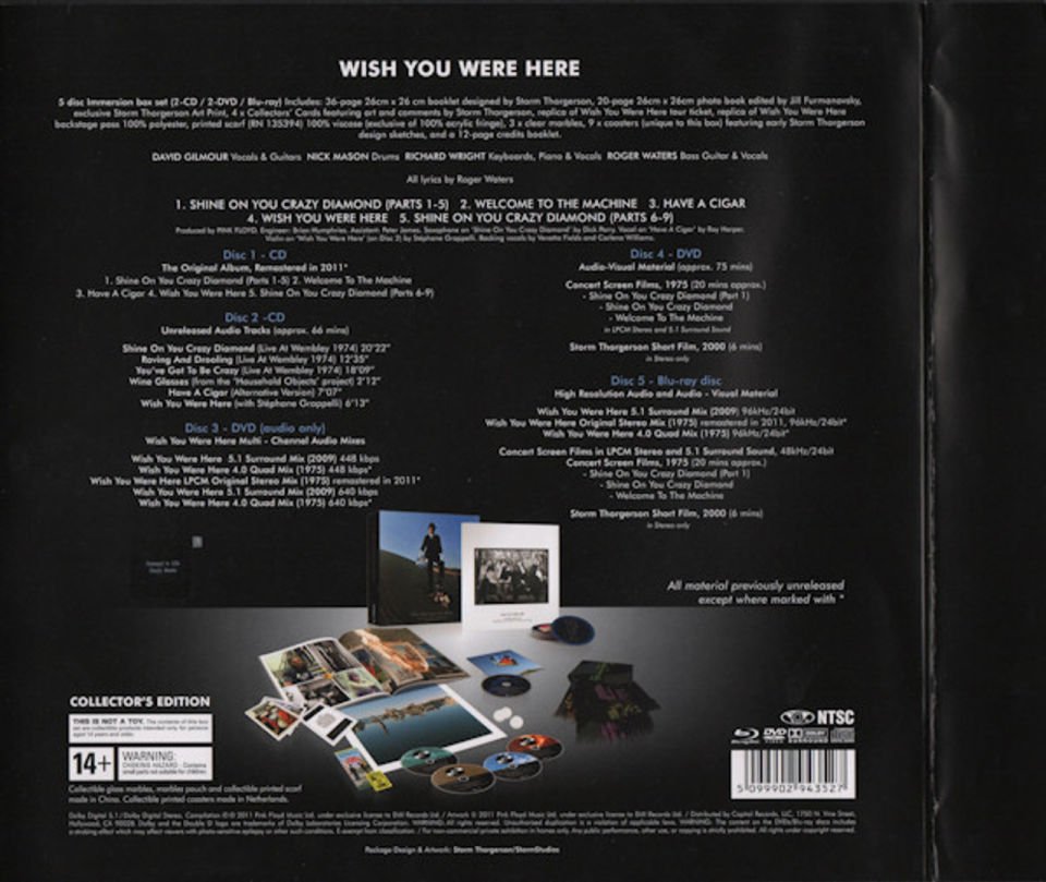 PINK FLOYD - WISH YOU WERE HERE IMMERSION BOX SET (2011) - 2xCD+2xDVD+ BLU-RAY+COLLECTOR ITEMS BOX SIFIR