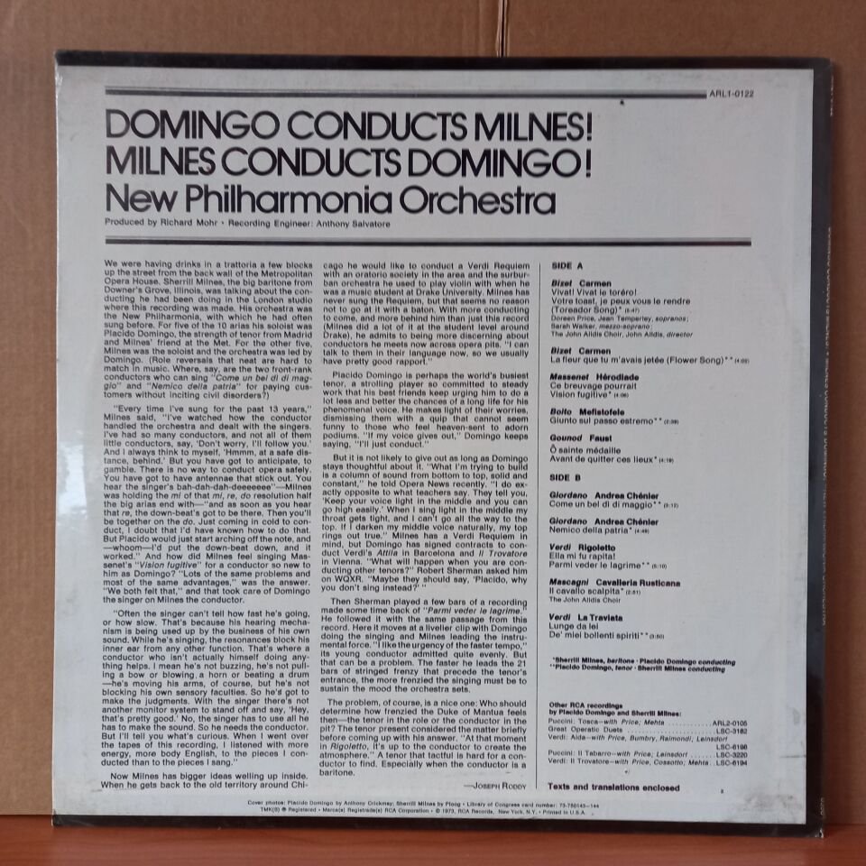 PLACIDO DOMINGO, SHERRILL MILNES – DOMINGO CONDUCTS MILNES! MILNES CONDUCTS DOMINGO! (1973) - LP DÖNEM BASKISI SIFIR PLAK