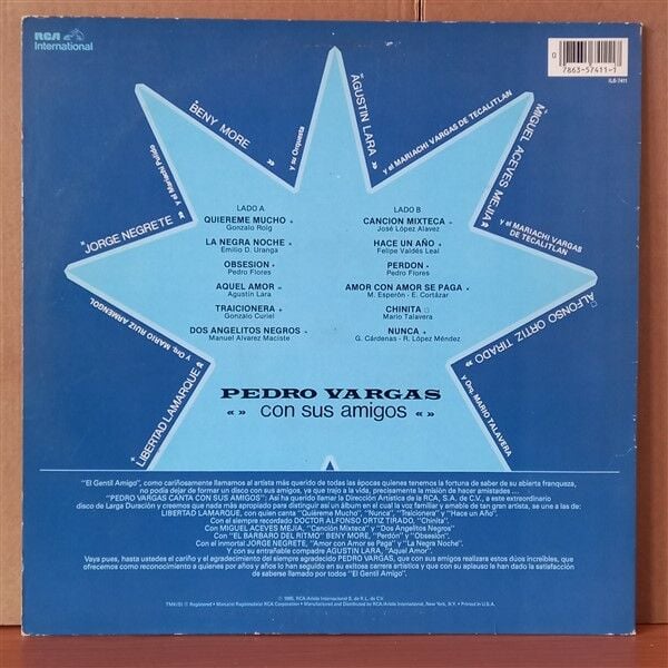 PEDRO VARGAS – PEDRO VARGAS CON SUS AMIGOS (1985) - LP 2. EL PLAK