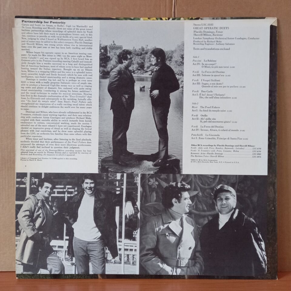 DOMINGO / MILNES: GREAT OPERATIC DUETS / LONDON SYMPHONY, ANTON GUADAGNO (1971) - LP 2.EL PLAK